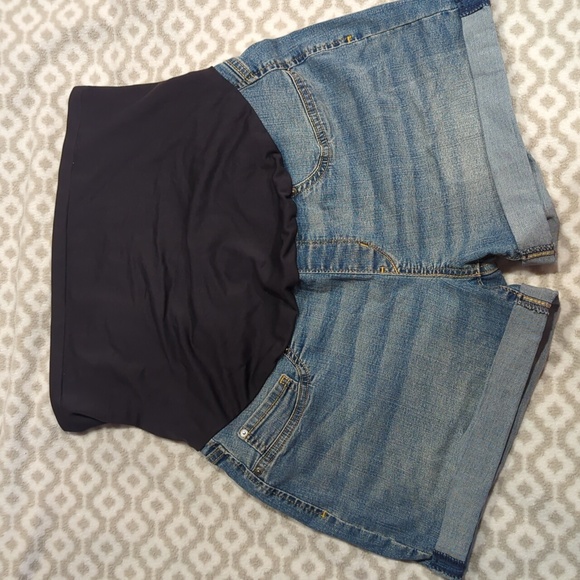Levi Strauss Maternity Shorts shortie light wash full belly coverage LG large - Picture 1 of 7